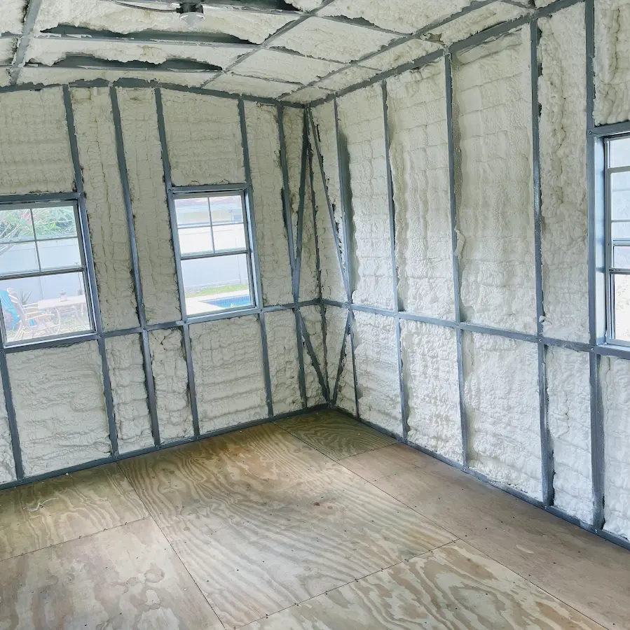 Closed-cell spray foam insulation applied to wall cavities in a residential project in Easttown